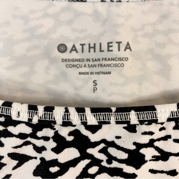 Athleta Shanti Square Neck Crop Tank Animal Print Black White S Activewear - Picture 6 of 11